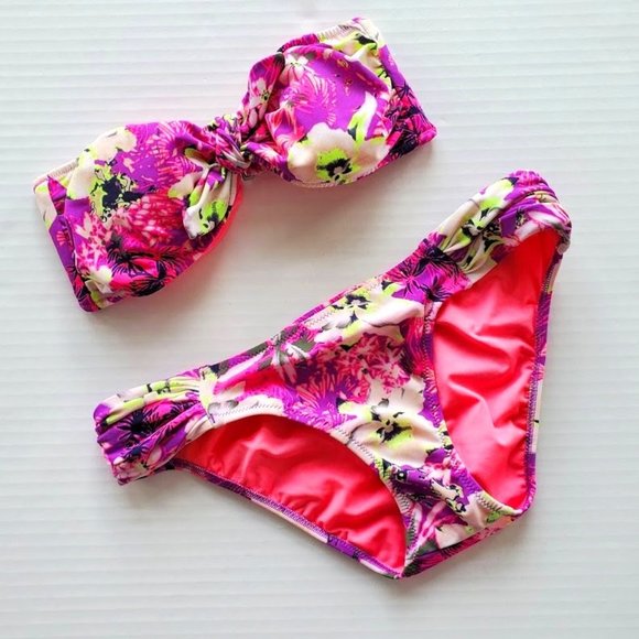 Victoria's Secret Other - Victorias Secret Floral Bandeau Bikini Set XS/S